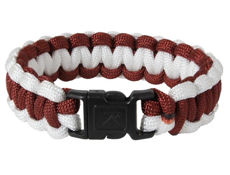 Bracelet Paracord SURVIVAL MAROON/WHITE