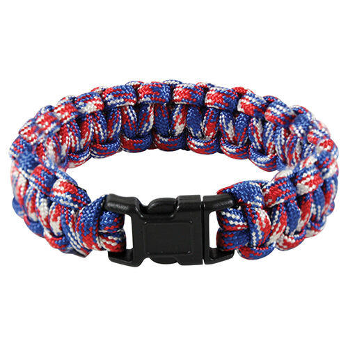 Paracord SURVIVAL Bracelet RED / BLUE / WHITE